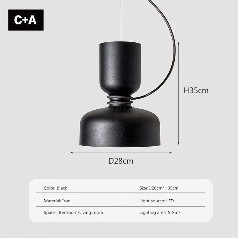 Suspension LED Minimaliste en Fer | Marco Lucetti LPL140 Noir CA / Pas d'ampoule