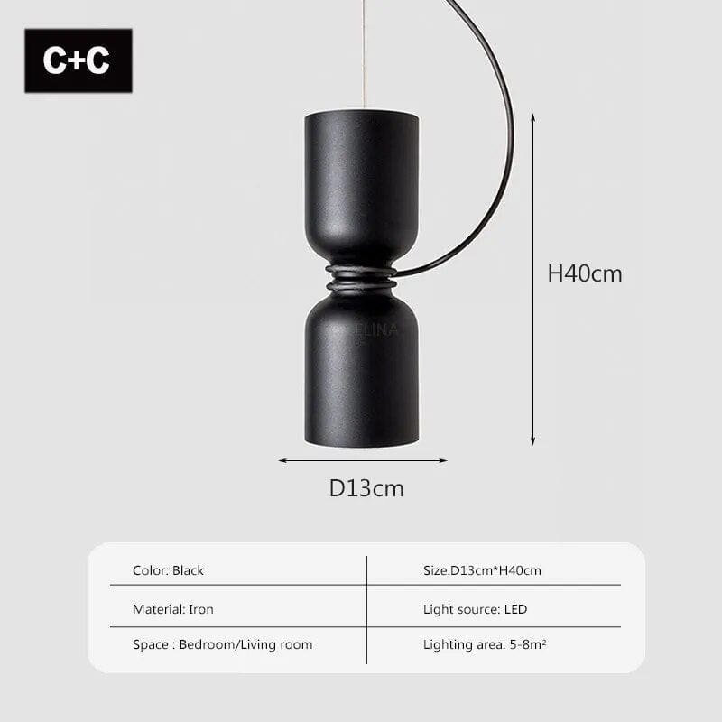 Suspension LED Minimaliste en Fer | Marco Lucetti LPL140 Noir CC / Pas d'ampoule