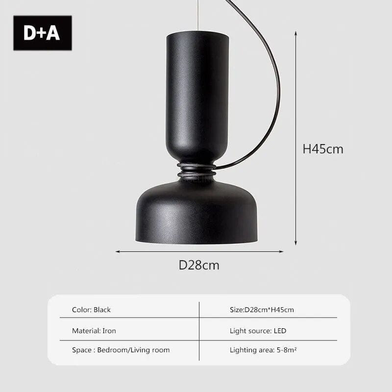 Suspension LED Minimaliste en Fer | Marco Lucetti LPL140 Noir DA / Pas d'ampoule