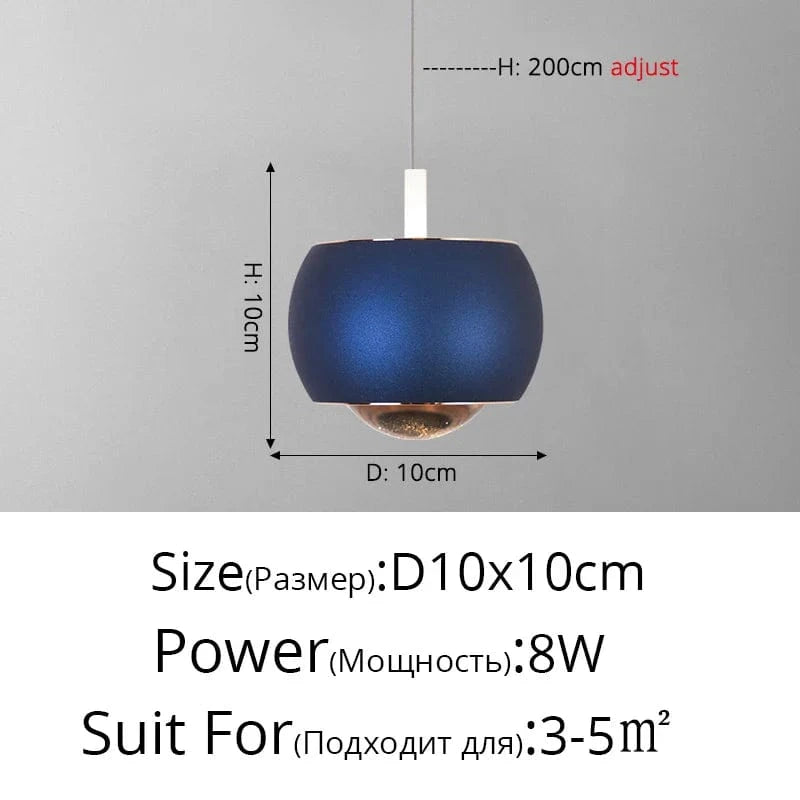 Suspension LED Minimaliste Nordique pour Bar et Restaurant Créatif | Marco Lucetti B Bleu D10x10cm 8W / Blanc froid