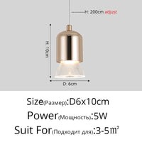 Suspension LED Minimaliste Nordique pour Bar et Restaurant Créatif | Marco Lucetti C Or D6x10cm 5W / Blanc froid