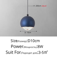 Suspension LED Minimaliste Nordique pour Bar et Restaurant Créatif | Marco Lucetti E Bleu D10cm 8W / Blanc froid