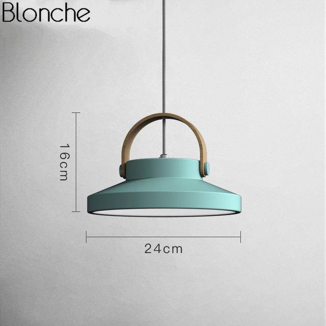 Suspension LED Moderna Wood & Metal | Marco Lucetti Bleu - 24cm