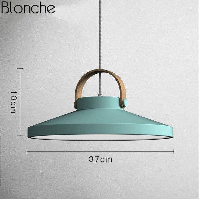 Suspension LED Moderna Wood & Metal | Marco Lucetti Bleu - 37cm