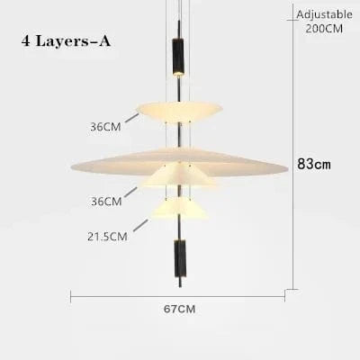 Suspension LED Moderne Design Danemark UFO pour Salon & Bar | Marco Lucetti 4 couches-A / 3 couleurs de gradation