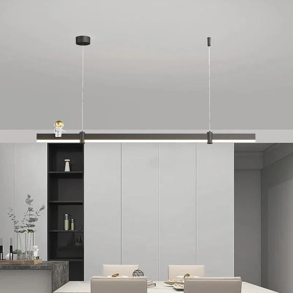 Suspension LED moderne en acier brossé noir. | Marco Lucetti