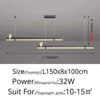 Suspension LED moderne en acier brossé noir. | Marco Lucetti Noir L150x8cm 32W / 3 couleurs sans télécommande