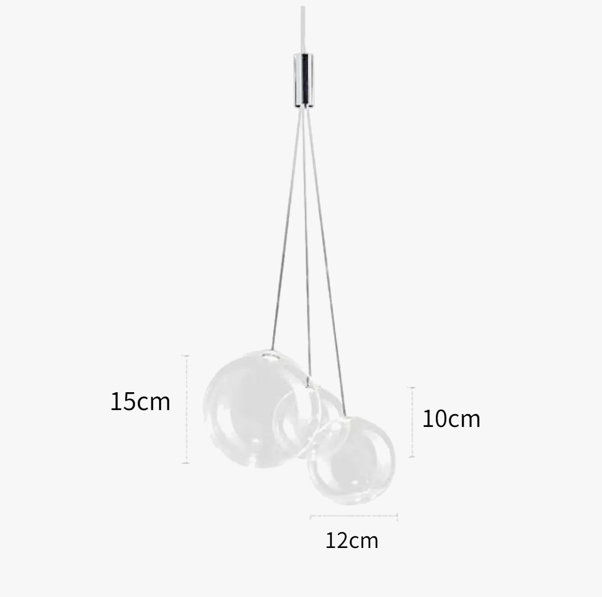 Suspension LED moderne en boule de verre pour cuisine, salle à manger et chambre - Lustre design Chrome pour décoration intérieure | Marco Lucetti