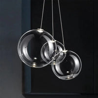 Suspension LED moderne en boule de verre pour cuisine, salle à manger et chambre - Lustre design Chrome pour décoration intérieure | Marco Lucetti
