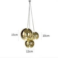 Suspension LED moderne en boule de verre pour cuisine, salle à manger et chambre - Lustre design Chrome pour décoration intérieure | Marco Lucetti Or / Lumière froide