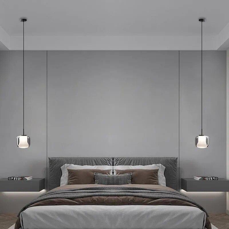 Suspension LED moderne en verre fumé à trois têtes. | Marco Lucetti
