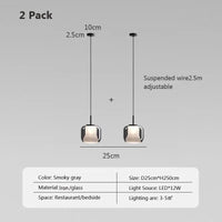 Suspension LED moderne en verre fumé à trois têtes. | Marco Lucetti PL829 25cm 2P / Blanc froid