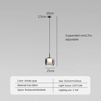 Suspension LED moderne en verre fumé à trois têtes. | Marco Lucetti PL829 25cm / Blanc froid