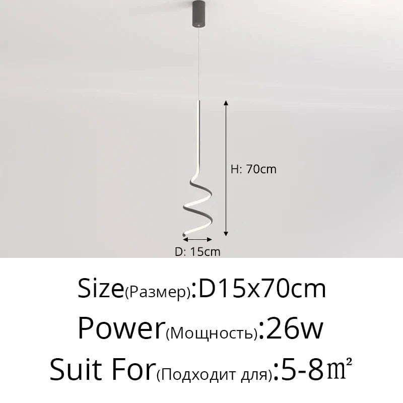 Suspension LED moderne et minimaliste | Marco Lucetti Noir D15x70cm 26W / 3 couleurs sans télécommande