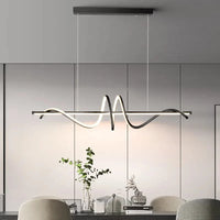 Suspension LED moderne "Gold Wave" pour salle à manger, chambre, salon et cuisine | Marco Lucetti A noir / 100cm-48W / Blanc froid pas de télécommande | CHINE