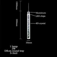 Suspension LED moderne minimaliste "Crystal Glow" pour salle à manger - Tube cylindrique long pour plafonds hauts | Marco Lucetti 1 lampe 3W / Lumière jaune 3000K