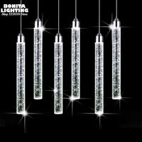 Suspension LED moderne minimaliste "Crystal Glow" pour salle à manger - Tube cylindrique long pour plafonds hauts | Marco Lucetti