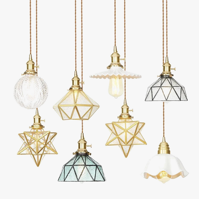 Suspension LED Cuivre Verre nordique moderniste