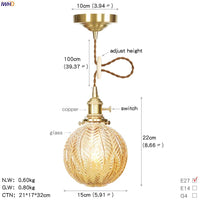 Suspension LED Cuivre Verre nordique moderniste