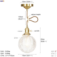 Suspension LED Cuivre Verre nordique moderniste
