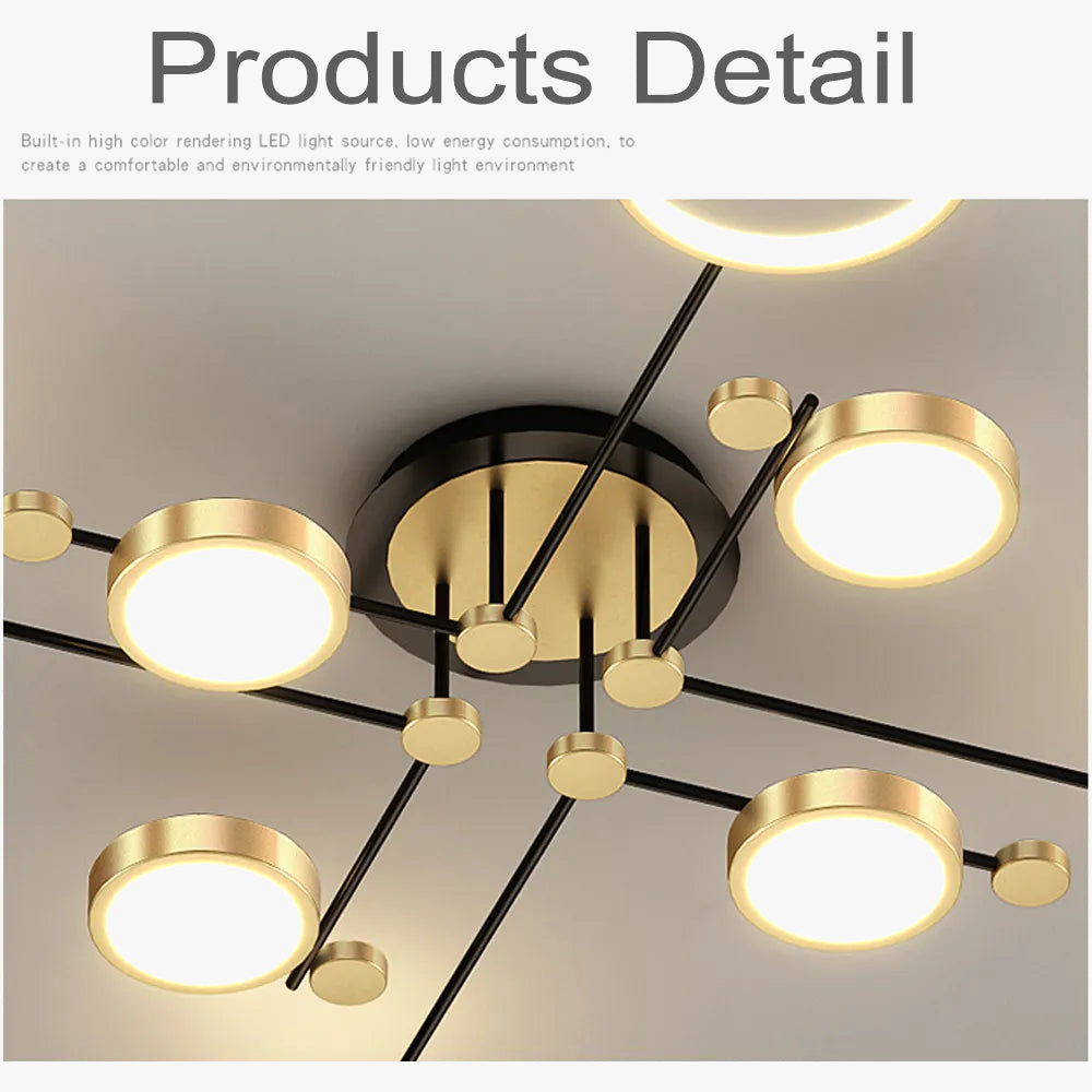 Suspension LED Or Noir avec Gradation Télécommandée