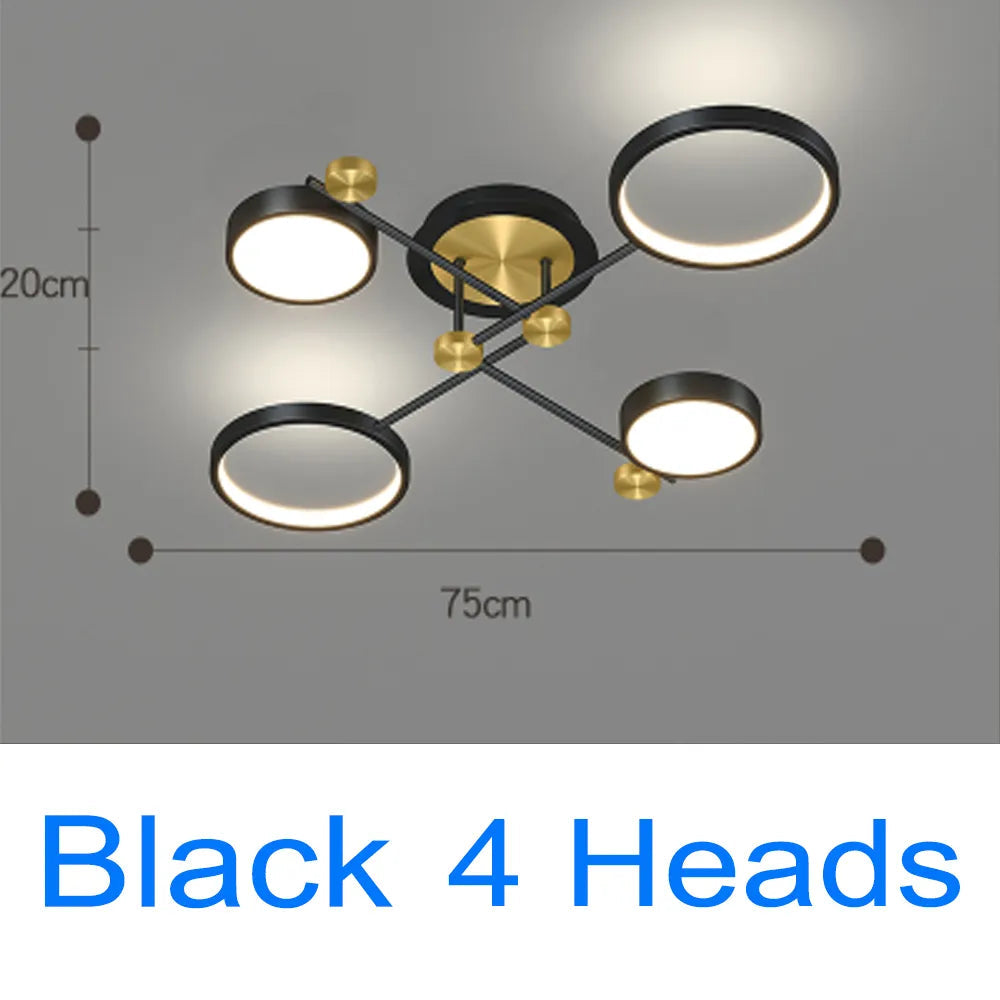 Suspension LED Or Noir avec Gradation Télécommandée