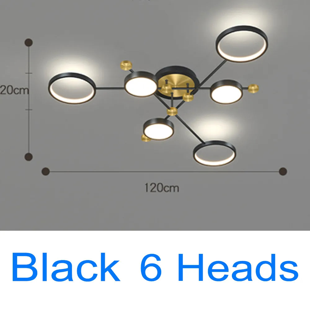 Suspension LED Or Noir avec Gradation Télécommandée