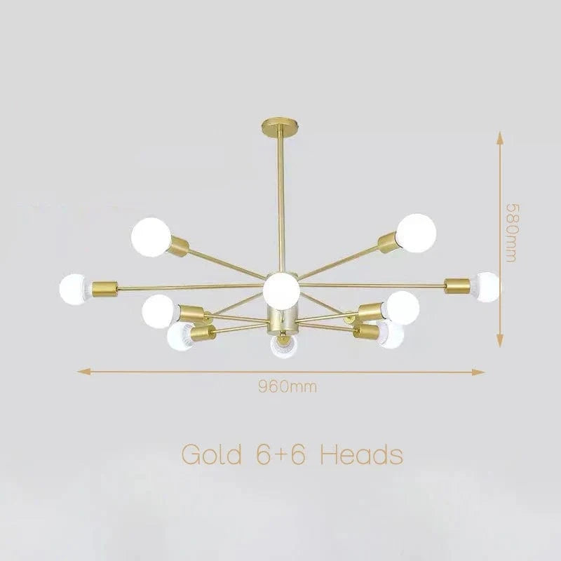 Suspension LED moderne pour éclairage à la maison - Chambre, Salon, Salle à manger - Noir/Or - 220V - Plafonnier  | Marco Lucetti Style B doré / PAS d&#39;ampoule