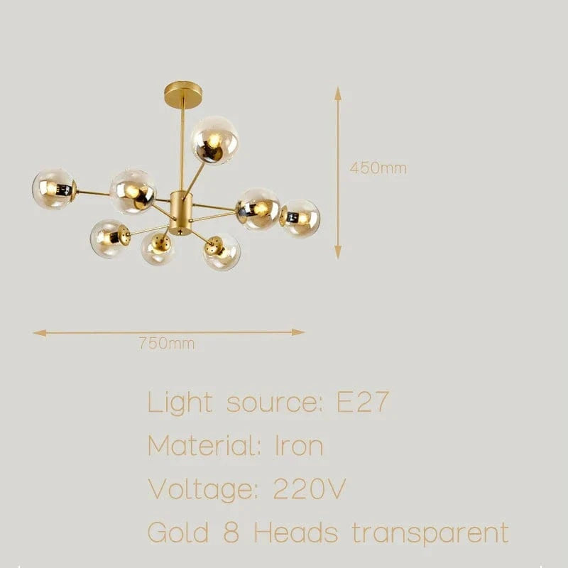 Suspension LED moderne pour éclairage à la maison - Chambre, Salon, Salle à manger - Noir/Or - 220V - Plafonnier  | Marco Lucetti Style H doré / PAS d&#39;ampoule
