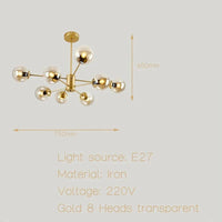 Suspension LED moderne pour éclairage à la maison - Chambre, Salon, Salle à manger - Noir/Or - 220V - Plafonnier  | Marco Lucetti Style H doré / PAS d&#39;ampoule