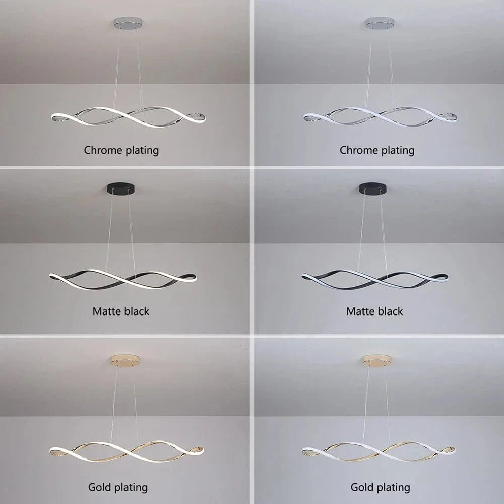 Suspension LED moderne pour salle à manger, salon et chambre - L92cm - Or / Chrome / Noir - Télécommande / Contrôle APP | Marco Lucetti