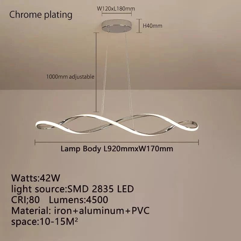 Suspension LED moderne pour salle à manger, salon et chambre - L92cm - Or / Chrome / Noir - Télécommande / Contrôle APP | Marco Lucetti Chromage