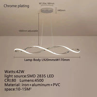 Suspension LED moderne pour salle à manger, salon et chambre - L92cm - Or / Chrome / Noir - Télécommande / Contrôle APP | Marco Lucetti Chromage