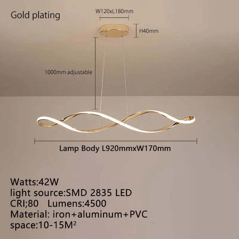 Suspension LED moderne pour salle à manger, salon et chambre - L92cm - Or / Chrome / Noir - Télécommande / Contrôle APP | Marco Lucetti Placage doré