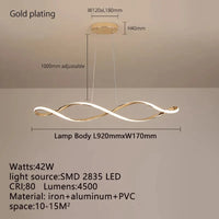 Suspension LED moderne pour salle à manger, salon et chambre - L92cm - Or / Chrome / Noir - Télécommande / Contrôle APP | Marco Lucetti Placage doré