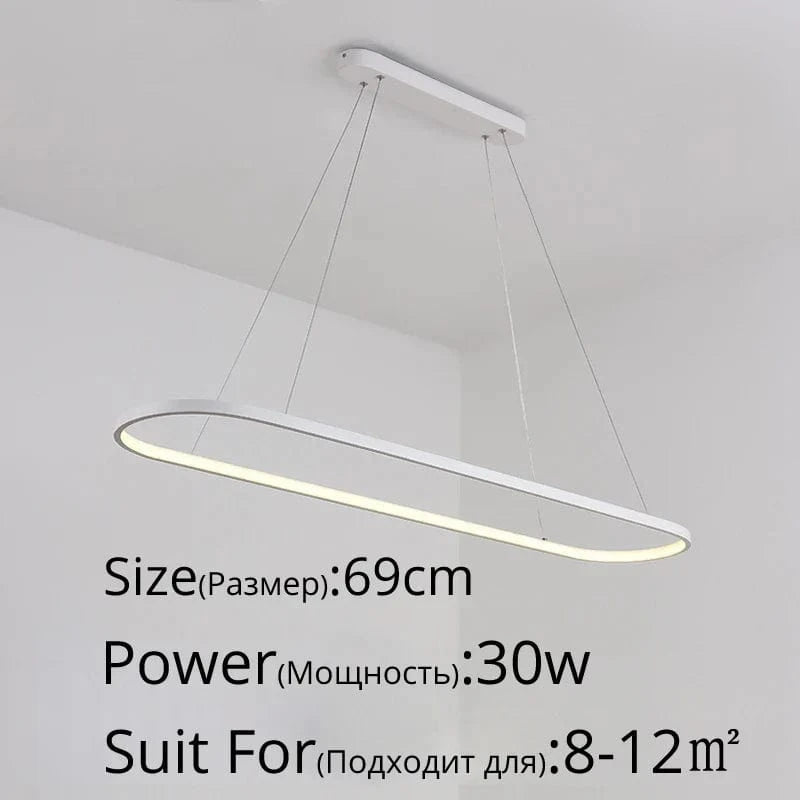Suspension LED moderne rectangulaire avec télécommande - Lampara Tech | Marco Lucetti 1 anneau 69cm / Couleur blanche / Blanc froid, pas de télécommande