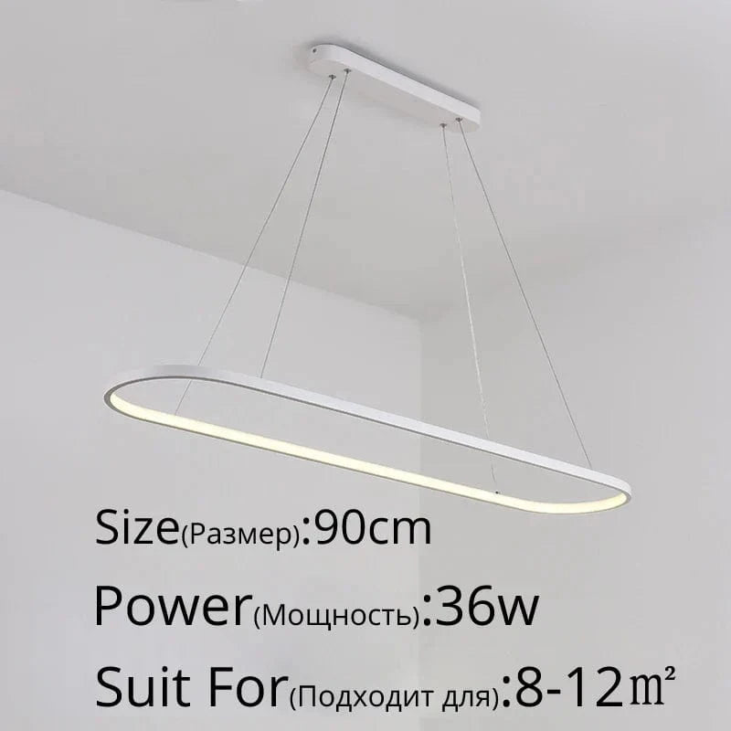 Suspension LED moderne rectangulaire avec télécommande - Lampara Tech | Marco Lucetti 1 anneau 90cm / Couleur or / Blanc chaud, pas de télécommande
