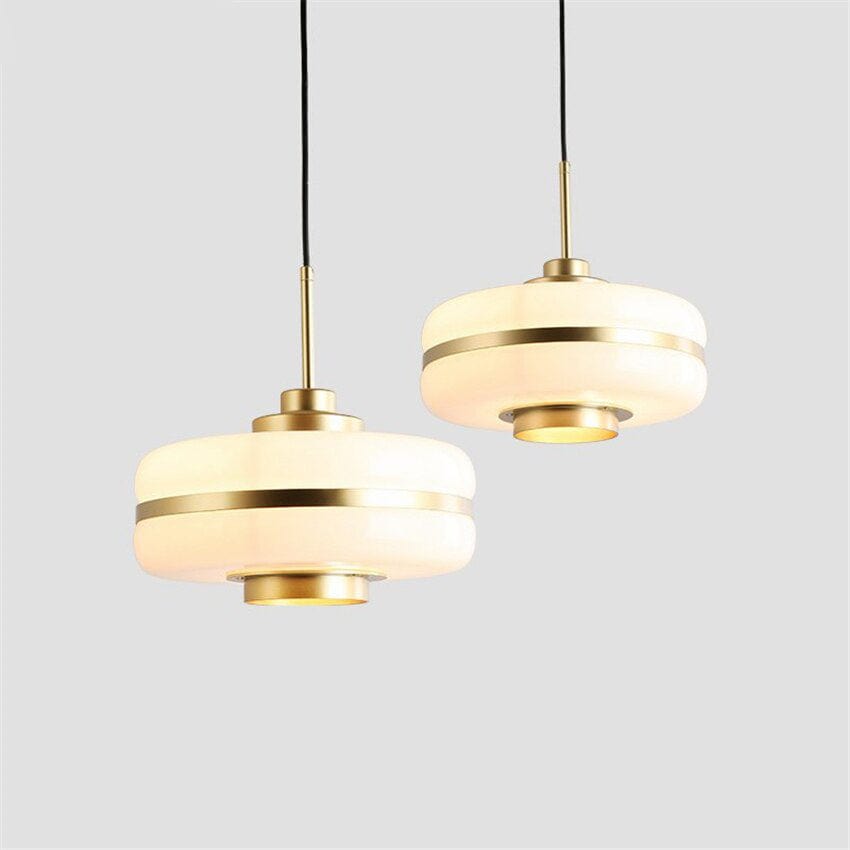 Suspension LED moderne Rinna - Blanc opale doré | Marco Lucetti