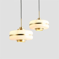 Suspension LED moderne Rinna - Blanc opale doré | Marco Lucetti