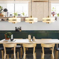 Suspension LED moderne Rinna - Blanc opale doré | Marco Lucetti