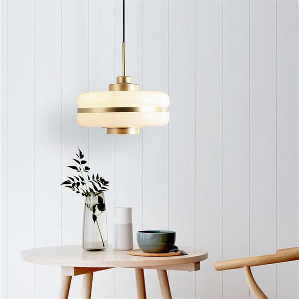 Suspension LED moderne Rinna - Blanc opale doré | Marco Lucetti