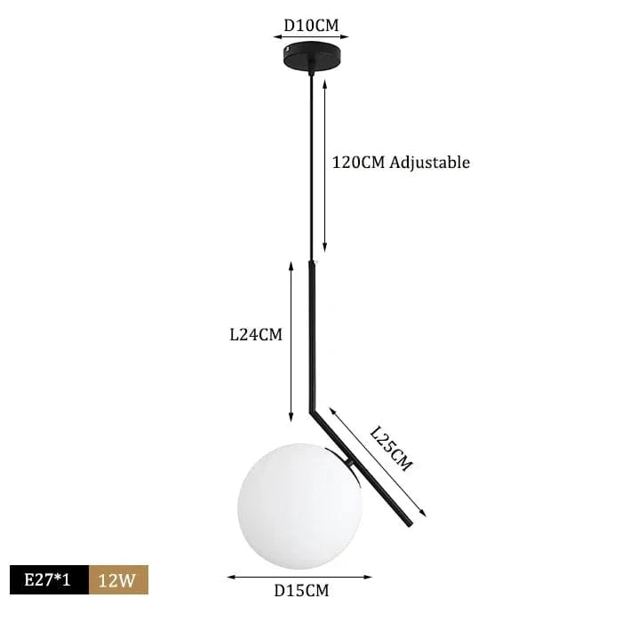 Suspension LED Noir Chrome chic | Marco Lucetti Boule D noire 15cm / Blanc froid