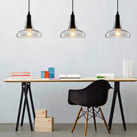 Suspension LED noire avec abat-jour en verre rond | Marco Lucetti