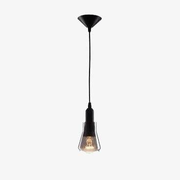 Suspension LED noire avec abat-jour en verre rond | Marco Lucetti