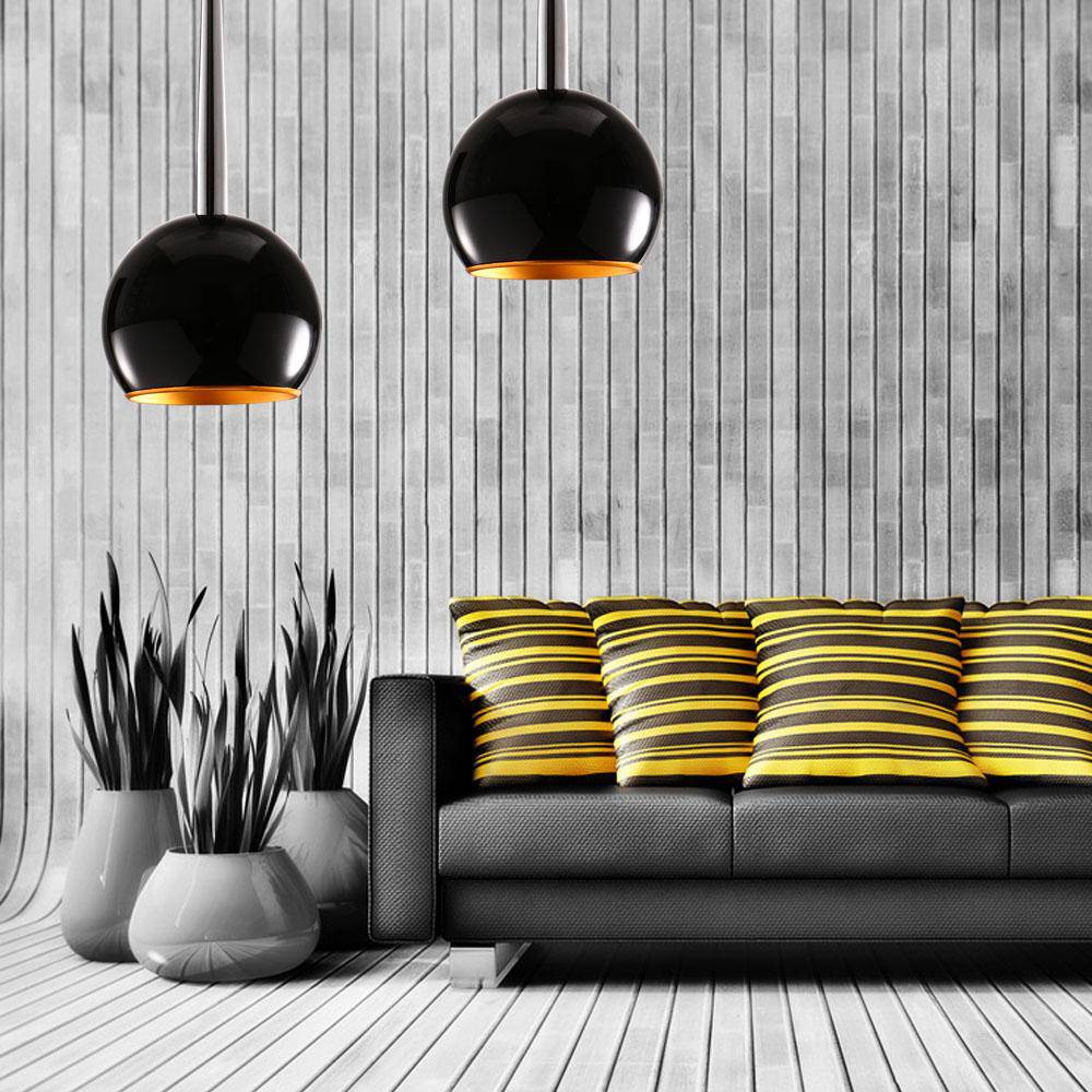 Suspension LED noire en boule nacrée | Marco Lucetti