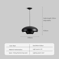 Suspension LED Nordic Champignon suspendu - Design Épuré | Marco Lucetti Noir 40cm / Blanc frais