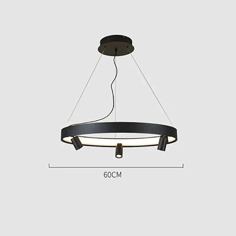 Suspension LED Nordica Circle - Style Moderne | Marco Lucetti D60cm / Noir / Blanc chaud | CHINE