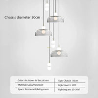 Suspension LED Nordica en verre gris fumé | Marco Lucetti AB 6H / Blanc chaud