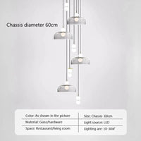 Suspension LED Nordica en verre gris fumé | Marco Lucetti AB 8H / Blanc chaud