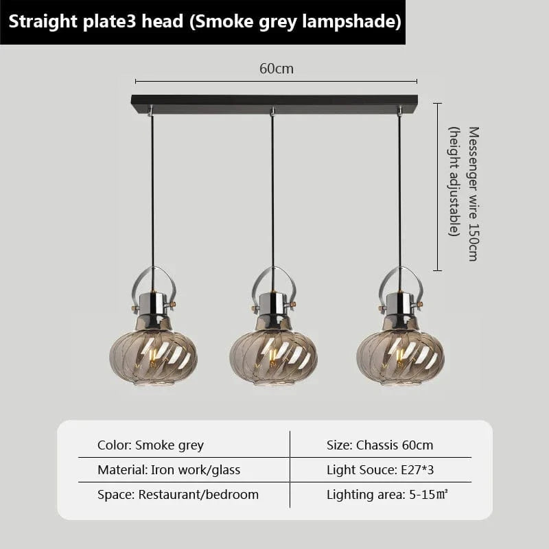 Suspension LED Nordica Loft Bar | Marco Lucetti 3 têtes Gris fumée-C / Blanc froid